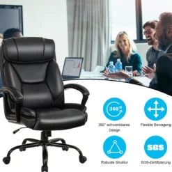 Bürostuhl Chefsessel Höhenverstellbarer Computerstuhl 360 ° drehbar belastbar bis 220kg