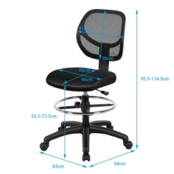 Bürostuhl Computerstuhl Höheverstellbar Drehstuhl Netzstuhl 63 x 64 x 95,5 - 114,5 cm Schwarz