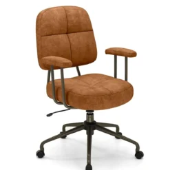 Bürostuhl ergonomischer Drehstuhl mit Armlehnen & Rollen Computerstuhl gepolstert höhenverstellbar