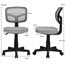 Bürostuhl höhenverstellbarer Computerstuhl 360° drehbar 50 x 50 x 79-91 cm Grau