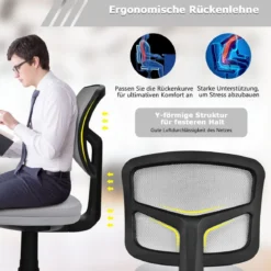 Bürostuhl höhenverstellbarer Computerstuhl 360° drehbar 50 x 50 x 79-91 cm Grau