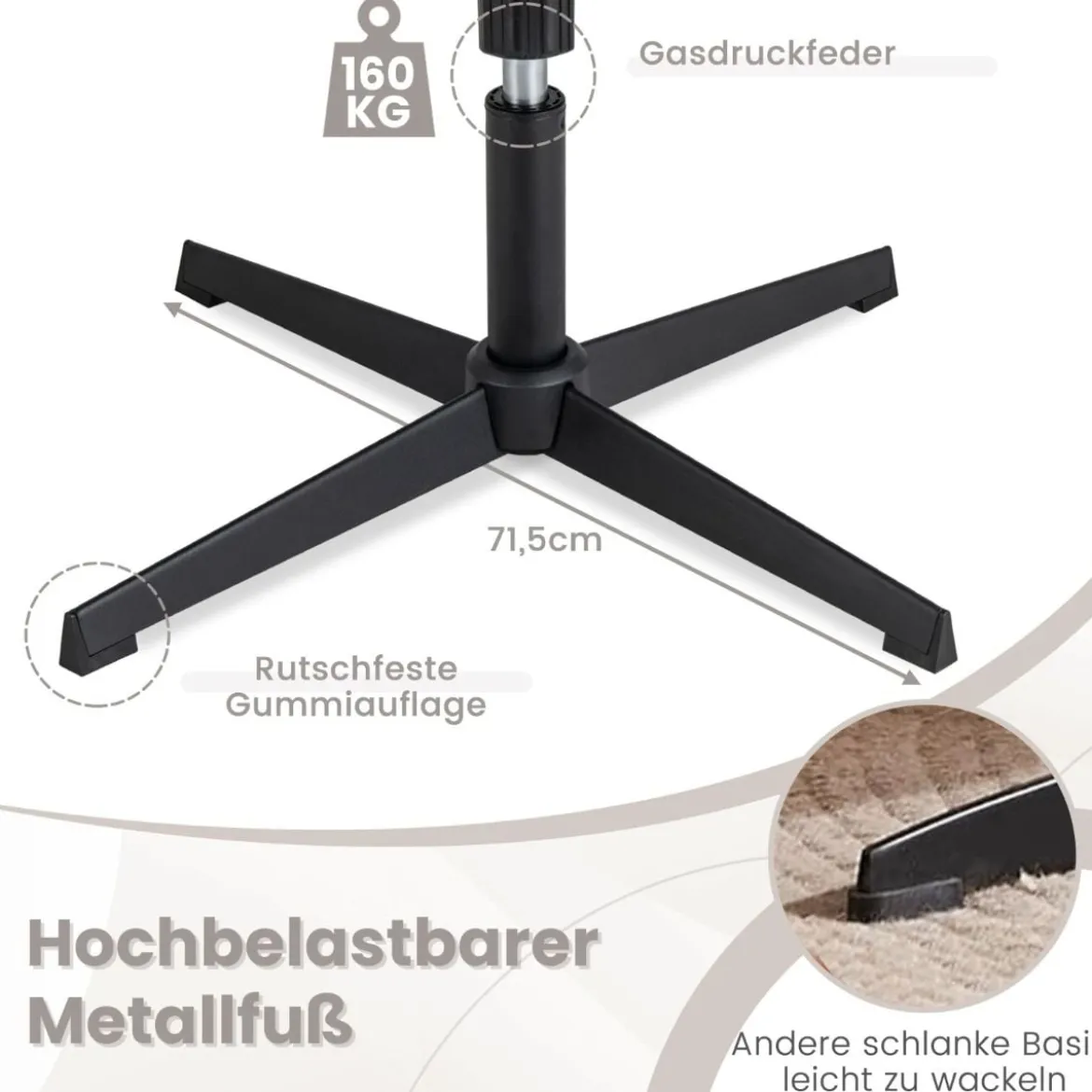 Bürostuhl mit Lammfellimitat & Breitem Sitz & Wippfunktion Höhenverstellbarer Schreibtischstuhl Grau