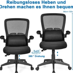 Bürostuhl mit Massagefunktion Höhenverstellbar Ergonomischer Schreibtischstuhl Drehstuhl mit Rückenlehne Schwarz
