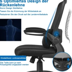 Bürostuhl mit Massagefunktion Höhenverstellbar Ergonomischer Schreibtischstuhl Drehstuhl mit Rückenlehne Schwarz