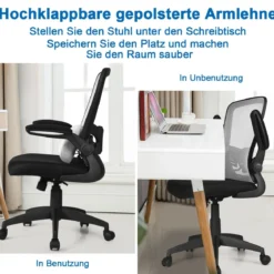 Bürostuhl mit Massagefunktion Ergonomischer Schreibtischstuhl Lendenwirbelstütze Drehstuhl mit hoher Rückenlehne höhenverstellbar Grau