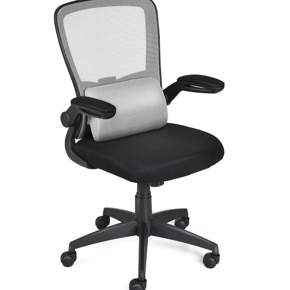 Bürostuhl mit Massagefunktion Ergonomischer Schreibtischstuhl Lendenwirbelstütze Drehstuhl mit hoher Rückenlehne höhenverstellbar Grau