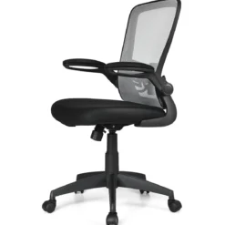 Bürostuhl mit Massagefunktion Ergonomischer Schreibtischstuhl Lendenwirbelstütze Drehstuhl mit hoher Rückenlehne höhenverstellbar Grau