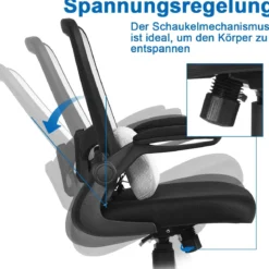 Bürostuhl mit Massagefunktion Ergonomischer Schreibtischstuhl Lendenwirbelstütze Drehstuhl mit hoher Rückenlehne höhenverstellbar Grau