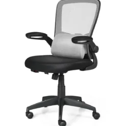 Bürostuhl mit Massagefunktion Ergonomischer Schreibtischstuhl Lendenwirbelstütze Drehstuhl mit hoher Rückenlehne höhenverstellbar Grau