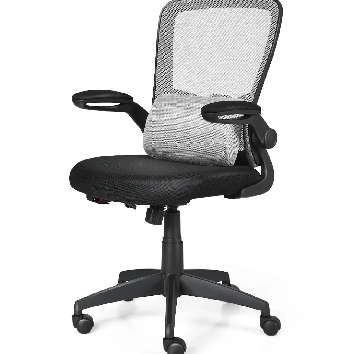 Bürostuhl mit Massagefunktion Ergonomischer Schreibtischstuhl Lendenwirbelstütze Drehstuhl mit hoher Rückenlehne höhenverstellbar Grau