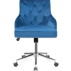 Bürostuhl mit Rädern für Zuhause 360° Schwenkbarer Empfangsstuhl 59,5 x 57 x 84 - 98 cm Blau