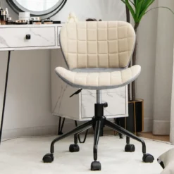 Bürostuhl Moderner Drehstuhl im Stil der Mitte des Jahrhunderts Beige + Grau
