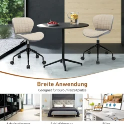 Bürostuhl Moderner Drehstuhl im Stil der Mitte des Jahrhunderts Beige + Grau
