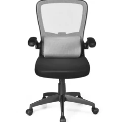 Bürostuhl Netzstoff Drehstuhl mit Lendenwirbelstütze 61 x 61 x 98 - 106 cm Grau