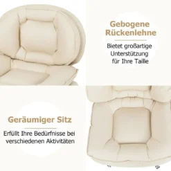 Bürostuhl ohne Armlehnen Schreibtischstuhl mit Doppelgepolsterter Rücken- & Sitzkissen Beige