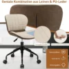 Bürostuhl Rollender Höhenverstellbarer Freizeitstuhl aus Kunstleder Beige + Braun