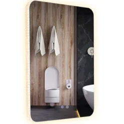 Bruchsicherer Wandspiegel mit Dimmbaren 3 Farbtemperaturen IP44 80 x 60 cm