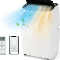 14000BTU mobile Klimaanlage mit Abluftschlauch 4-in-1 Klimagerät mit Heizung Luftentfeuchter Weiß