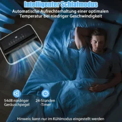 14000BTU mobile Klimaanlage mit Abluftschlauch 4-in-1 Klimagerät mit Heizung Luftentfeuchter Weiß