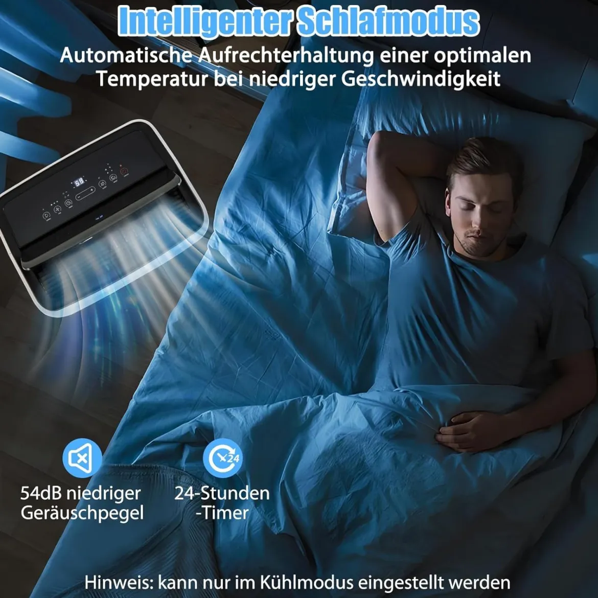 14000BTU mobile Klimaanlage mit Abluftschlauch 4-in-1 Klimagerät mit Heizung Luftentfeuchter Weiß