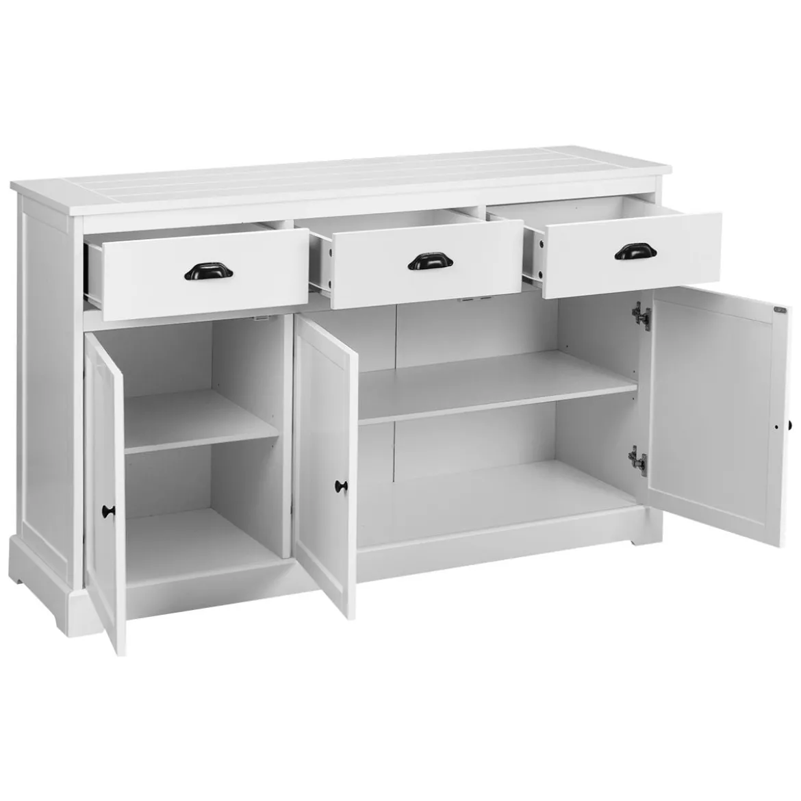 Buffetschrank Sideboard Standschrank mit 3 Schubladen und 3 Türen Weiß