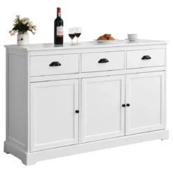 Buffetschrank Sideboard Standschrank mit 3 Schubladen und 3 Türen Weiß