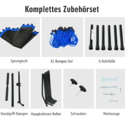 Übungstrampolin Fitness-Trampolin mit Griff Trampolin verstellbar 129 x 114 x 96-112 cm Blau