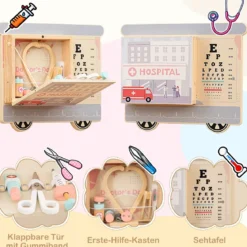 Busy board im Zugform für Kinder Wandmontiertes Activity Board mit Kommode Werkzeugkasten Spielküche Bunt