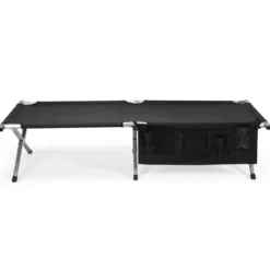 Campingbett Feldbett Klappbett Liege Bett klappbares Campingbett mit Seitentasche 190x73x42cm Schwarz