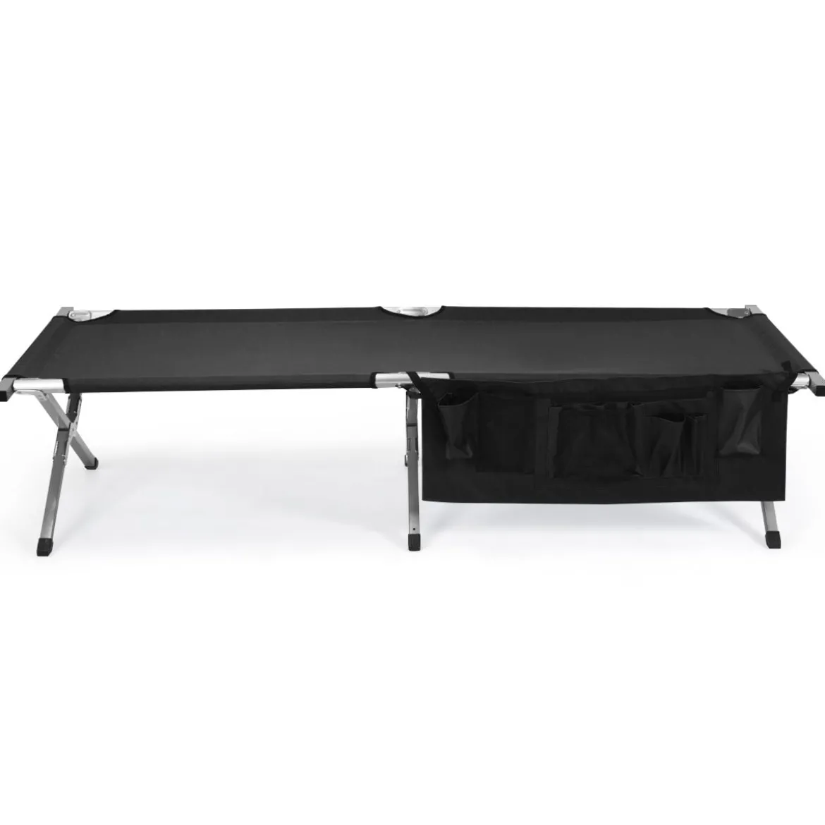 Campingbett Feldbett Klappbett Liege Bett klappbares Campingbett mit Seitentasche 190x73x42cm Schwarz
