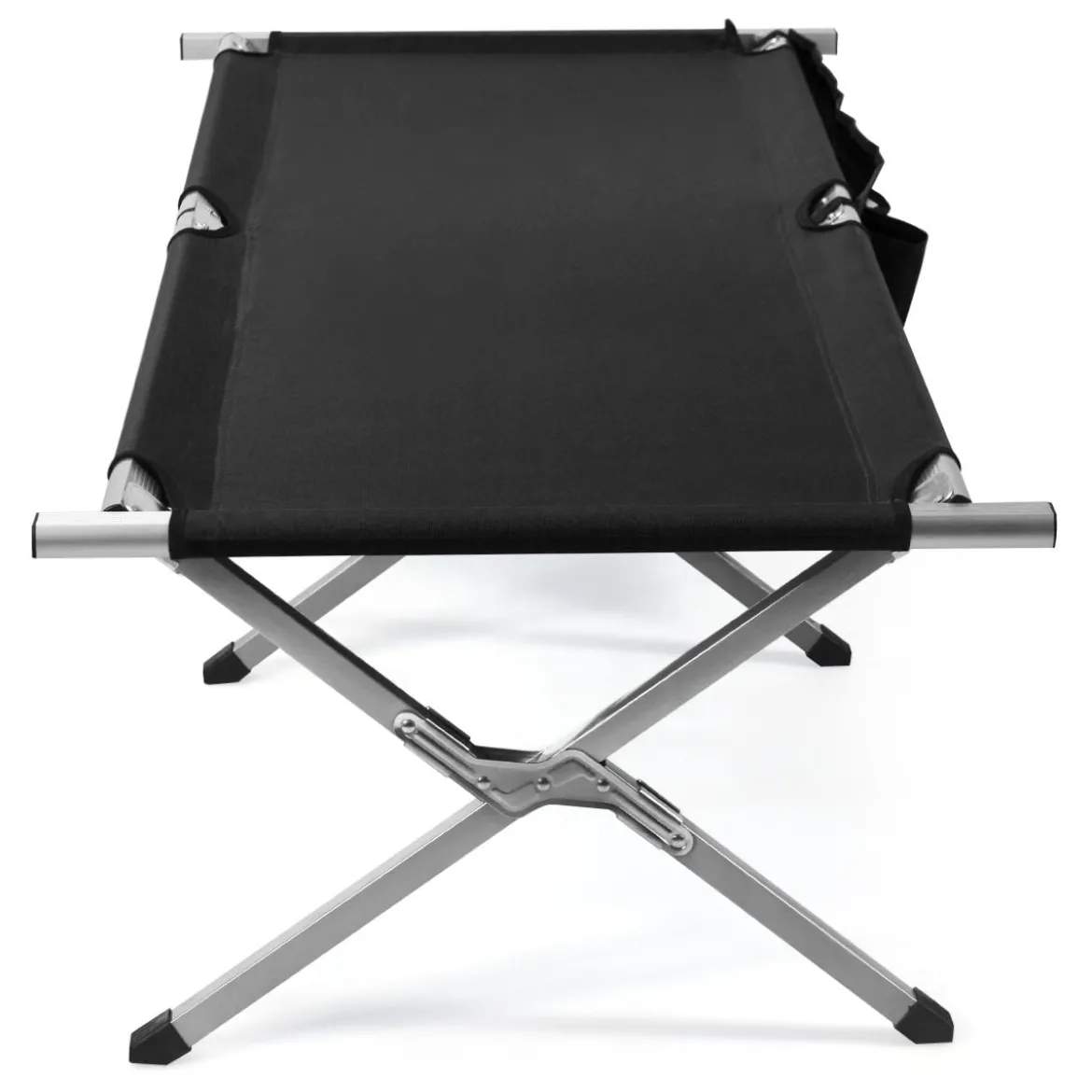 Campingbett Feldbett Klappbett Liege Bett klappbares Campingbett mit Seitentasche 190x73x42cm Schwarz