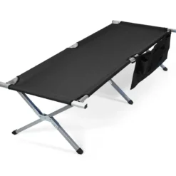 Campingbett Feldbett Klappbett Liege Bett klappbares Campingbett mit Seitentasche 190x73x42cm Schwarz