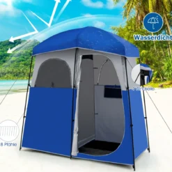 Camping Duschzelt Ankleideraum mit Tragetasche 210 x 106 x 222 cm Blau
