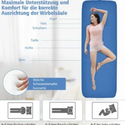 Camping Isomatte Schlafmatte inklusive Tragetasche 10 cm Dick Blau