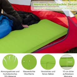 Camping Isomatte Schlafmatte inklusive Tragetasche 10 cm Dick Grün