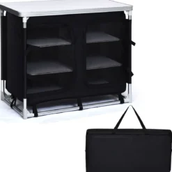Campingküche 6 Fächer & 1 Bretter Reiseküche Faltschrank Outdoor Camping Kochtisch Alu mit Tragetasche