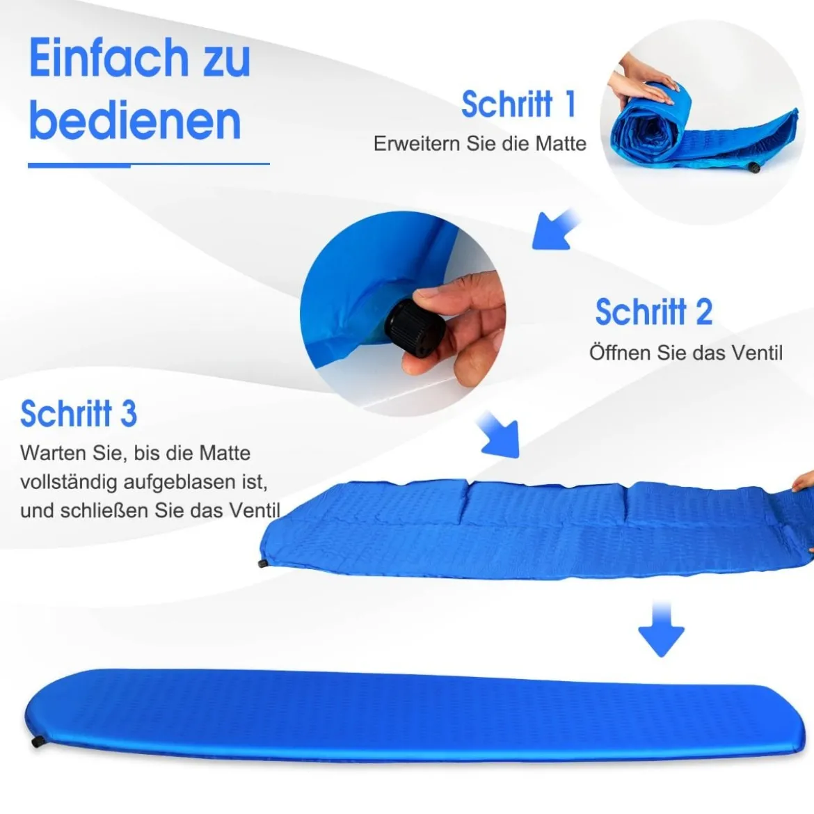 Campingmatratze Schlafmatte inklusive Tragetasche 200 x 65 cm Blau