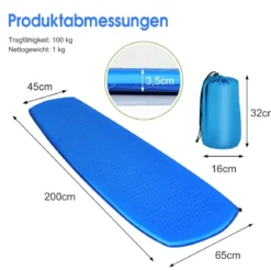 Campingmatratze Schlafmatte inklusive Tragetasche 200 x 65 cm Blau