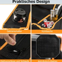 Campingstuhl mit Abnehmbarer Fußablage & Getränkehalter & Kühltasche Klappbarer Angelstuhl