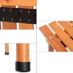 Camping-Tisch aufrollbar Gartentisch aus Tannenholz tragbarer Picknick-Tisch mit Tragetasche Braun