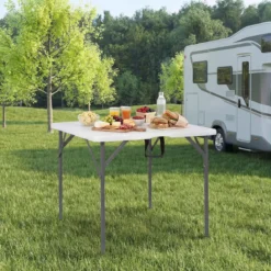 Campingtisch Klappbar für 4 Personen Klapptisch aus HDPE mit Tragegriff Klappbarer Gartentisch
