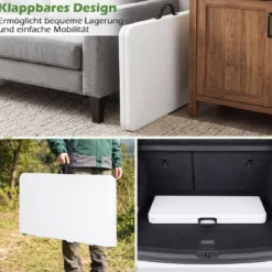 Campingtisch Klappbar für 4 Personen Klapptisch aus HDPE mit Tragegriff Klappbarer Gartentisch