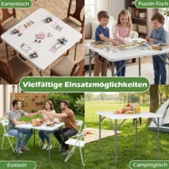 Campingtisch Klappbar für 4 Personen Klapptisch aus HDPE mit Tragegriff Klappbarer Gartentisch