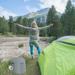Campingtoilette tragbar Reisetoilette Mobile Toilette mit Abnehmbarem Eimereinsatz Grau