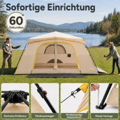 Campingzelt für 10 Personen Familienzelt mit Belüftung Regenschutz & Tragetasche 399 x 267 x 201 cm Khaki