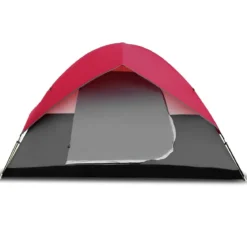 Campingzelt 5-6 Personen Kuppelzelt Wurfzelt Doppelschicht Winddichte 300x300x165cm Rot und Grau
