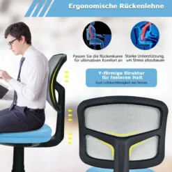 Chefsessel belastbar moderner Lederstuhl Low-Back-Bürostuhl 50 x 50 x 79-91 cm Blau