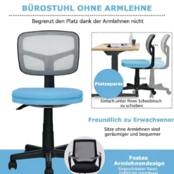 Chefsessel belastbar moderner Lederstuhl Low-Back-Bürostuhl 50 x 50 x 79-91 cm Blau