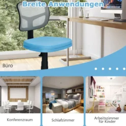 Chefsessel belastbar moderner Lederstuhl Low-Back-Bürostuhl 50 x 50 x 79-91 cm Blau
