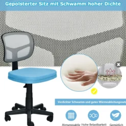 Chefsessel belastbar moderner Lederstuhl Low-Back-Bürostuhl 50 x 50 x 79-91 cm Blau
